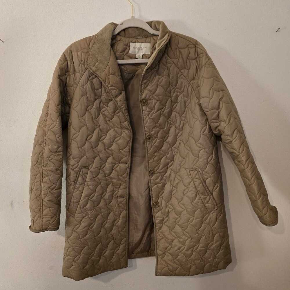 Appleseed's Petites Tan Quilted Jacket Petite Medium